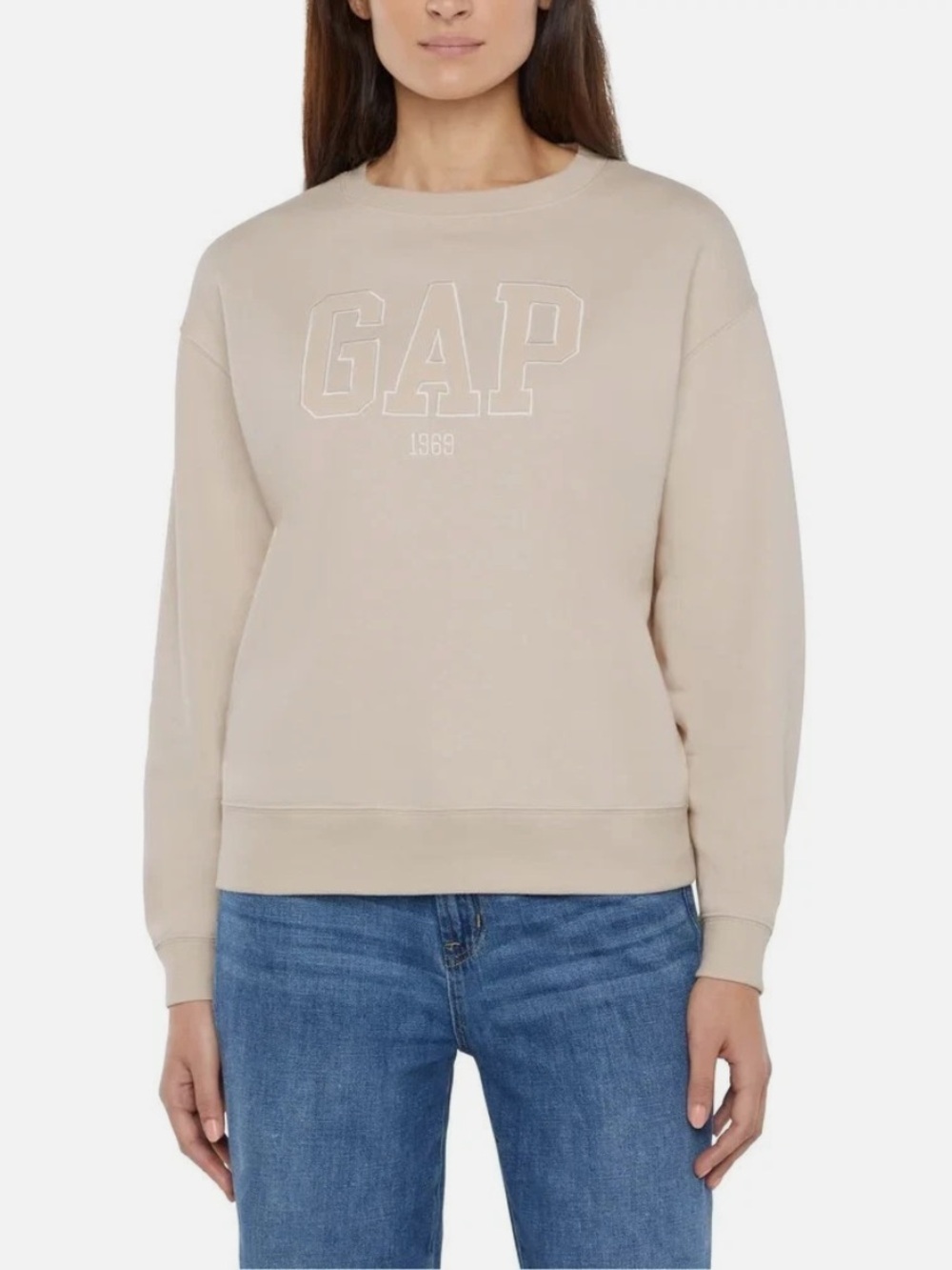 GAP Neutral Beige Logo Crewneck Sweatshirt